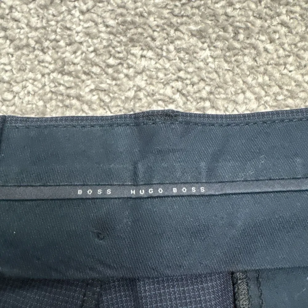 Boss Hugo Boss Virgin Wool Dress Pants Mens 39x29 Navy Blue Straight Leg Career